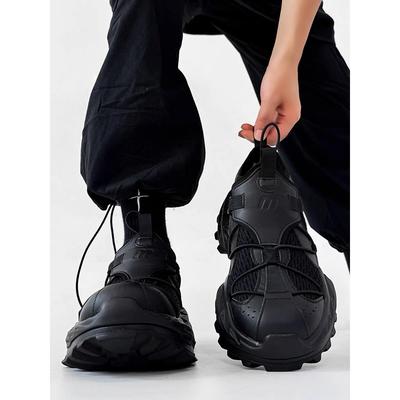 巴黎炸街18XL老爹鞋男潮小众机能户外徒步登山鞋全黑色情侣运动鞋