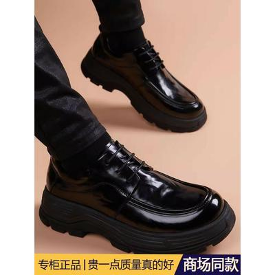 高端德比鞋男款厚底增高2025春季新款皮鞋英伦百搭真皮休闲男鞋子