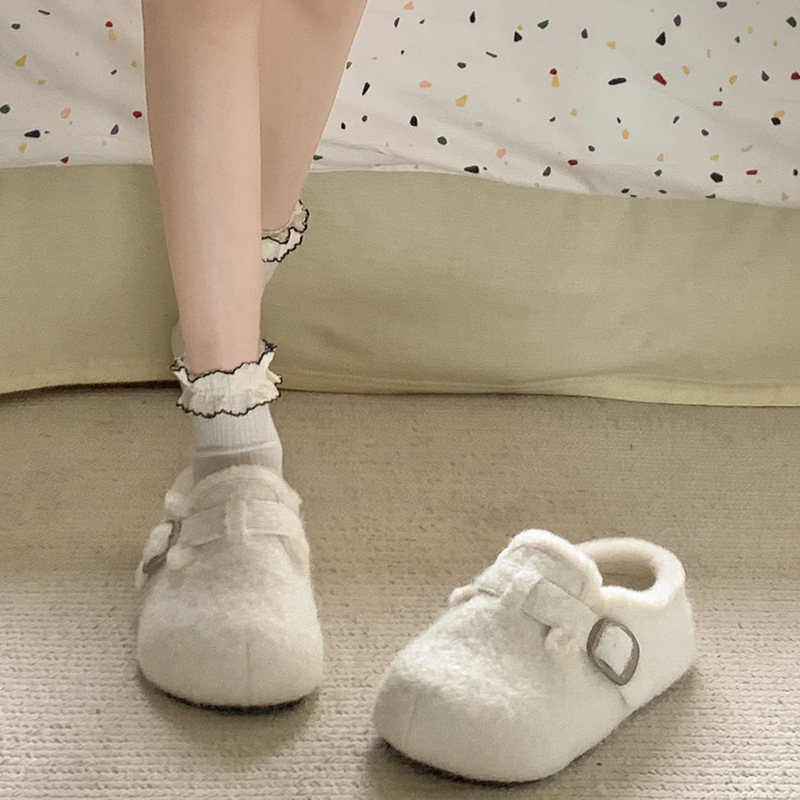 韩系加绒勃肯鞋女2025冬季新款