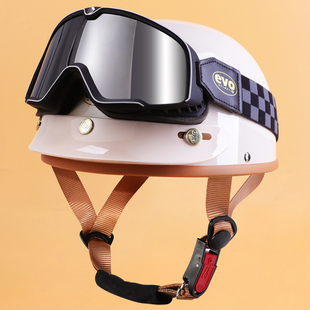 eVo台湾头盔复古机车半盔3C认证超轻安全帽四季 瓢盔 摩托车男女式