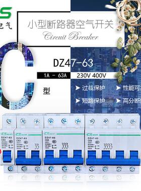 昌松家用空气开关DZ47-63交流断路器1p2p3p4p63A微小型漏电保护器