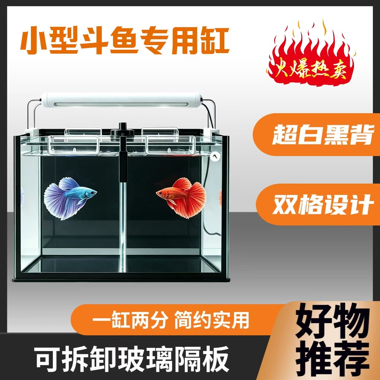 海衣桌面双格隔离繁殖鱼缸图片