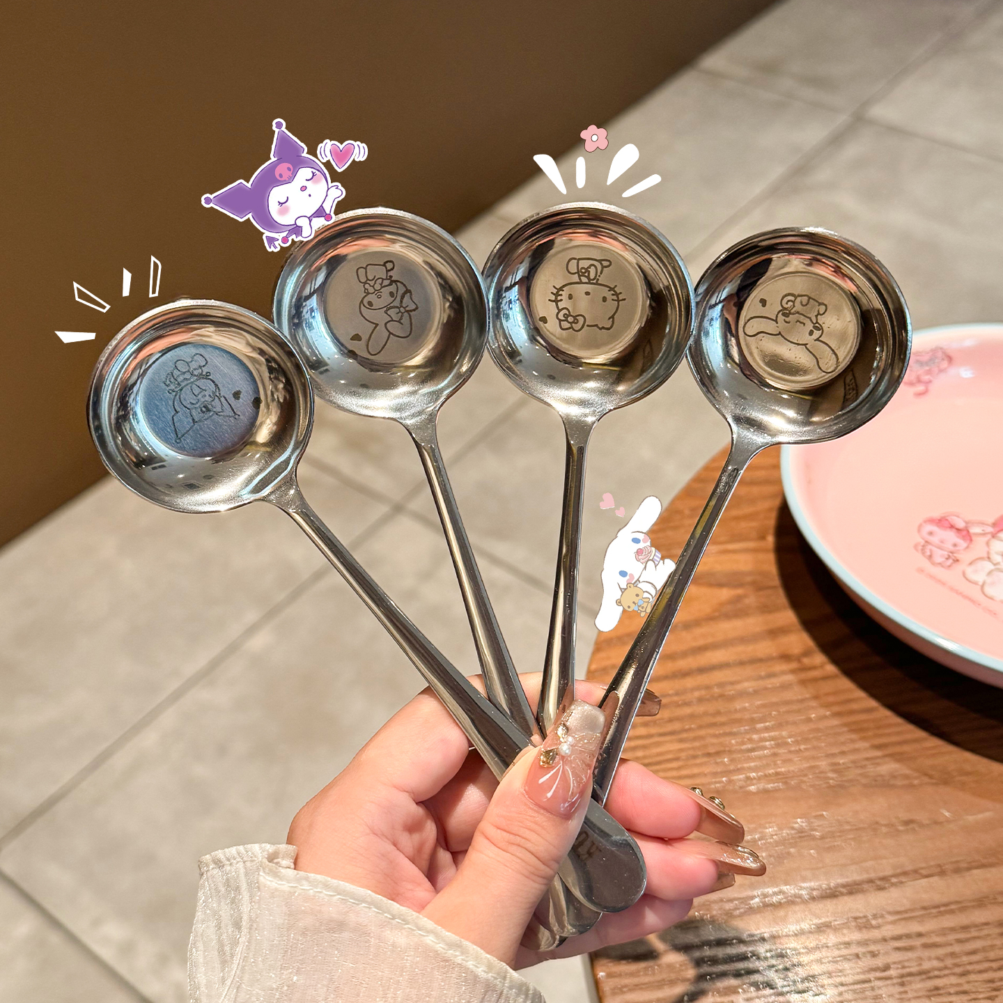 三丽鸥儿童勺子家用304不锈钢