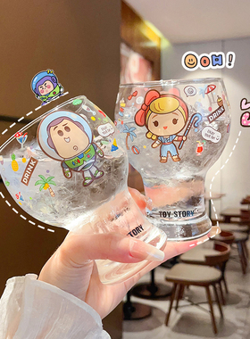 巴斯光年啤酒杯玻璃杯家用大容量水杯女生高颜值杯子果汁杯牛奶杯