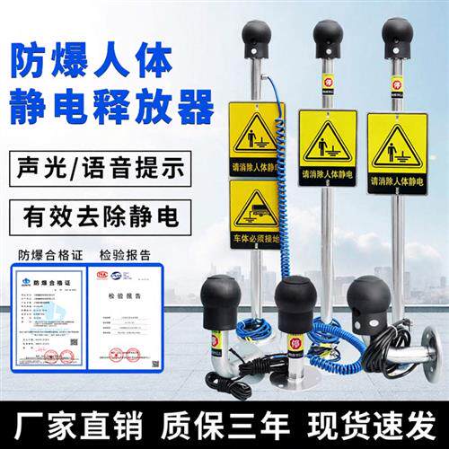 防爆工业人体静电释放器触摸式静电消除仪球柱声光语音报警装置