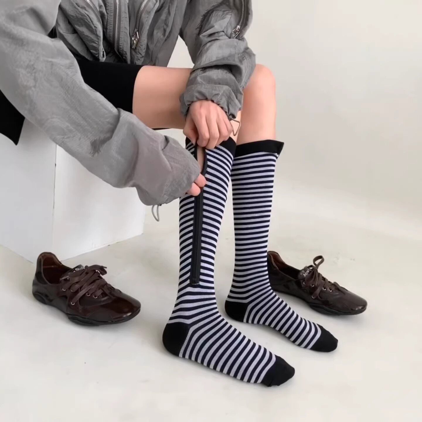 压条纹消肿显瘦健身压力袜