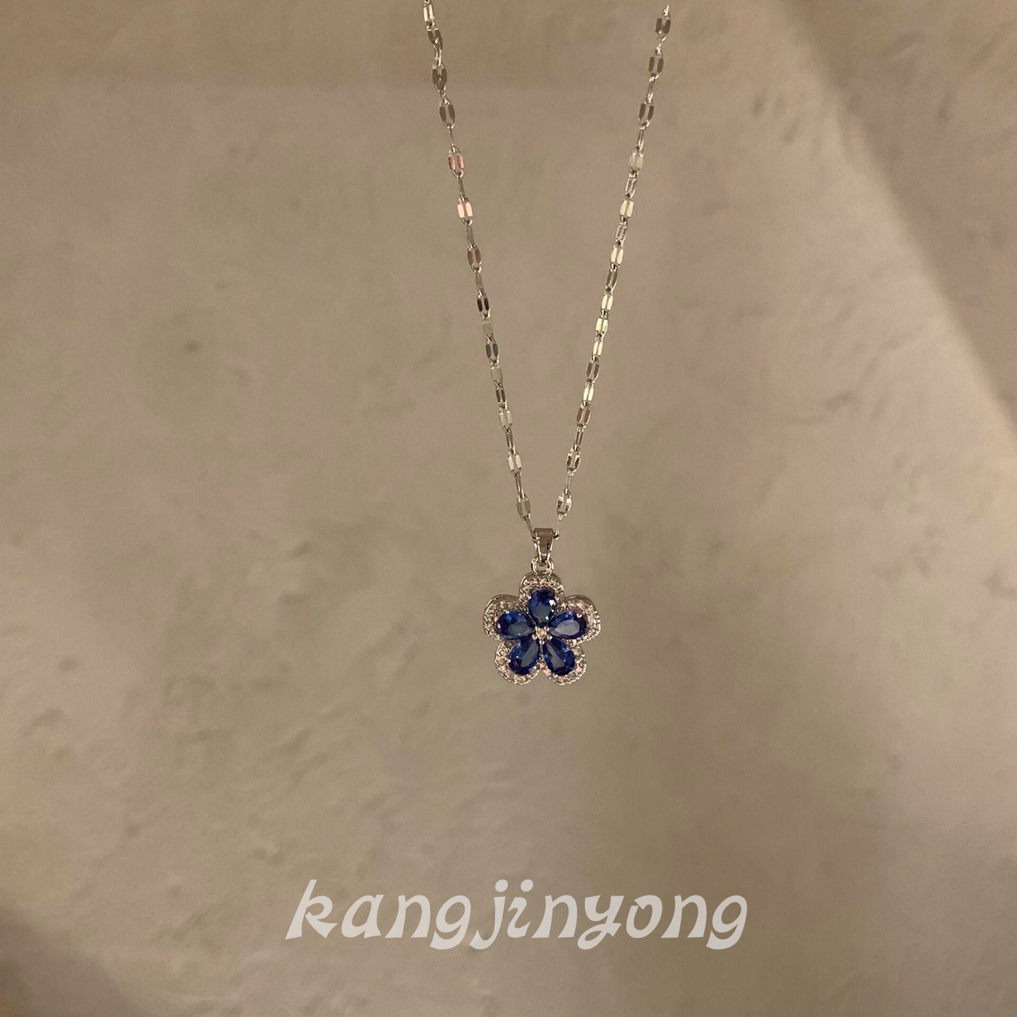 【银海蓝茉】复古蓝宝石花朵项链