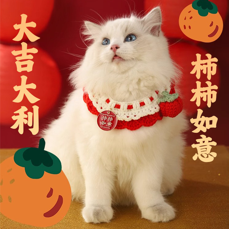 新年龙年猫咪项圈围脖宠物口水巾