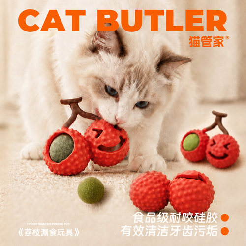 猫咪磨牙玩具硅胶荔枝小猫薄荷球