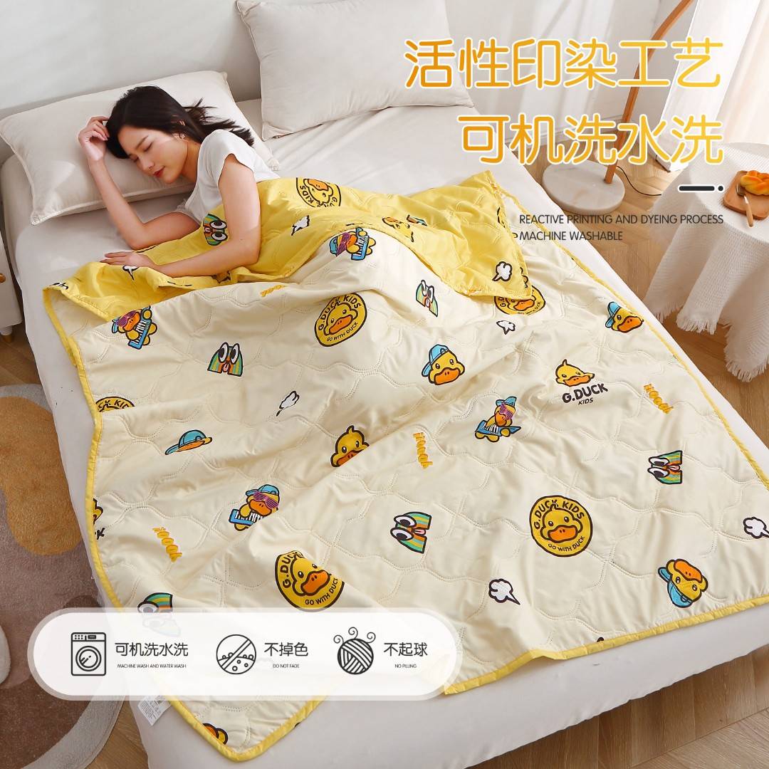 小黄鸭儿童夏凉被幼儿园空调被亲肤薄款夏被透气双面可机洗被