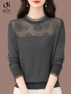 圆领休闲气质轻奢打底小衫 宽松显瘦大码 T恤女2025年秋冬新款 长袖