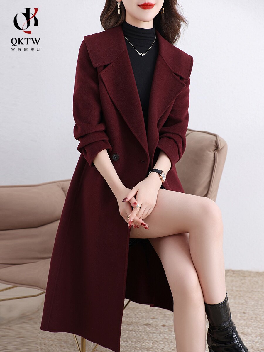 毛呢外套女2025秋冬季新款中年妈妈高端气质中长款上衣双面绒大衣