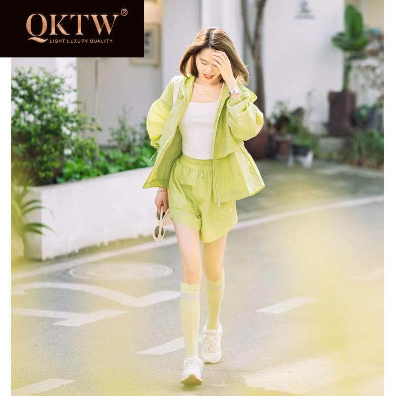 运动服套装女夏季休闲时尚度假防晒衣短裤跑步两件套减龄