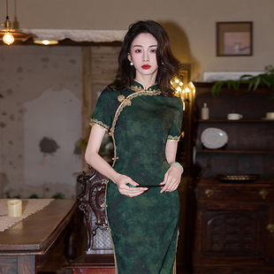 独特气质 年轻女蕾丝花边线条修饰显瘦修身 日常旗袍2025年夏季 新款