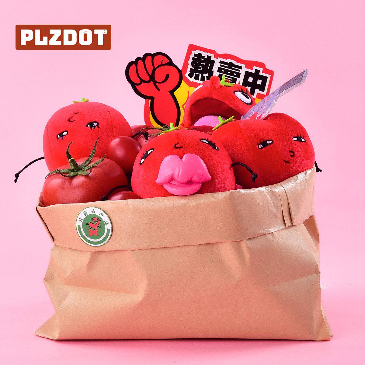 正版PLZDOT爆浆小茄"五星好柿民"毛绒盲盒抽象恶搞玩偶公仔礼物