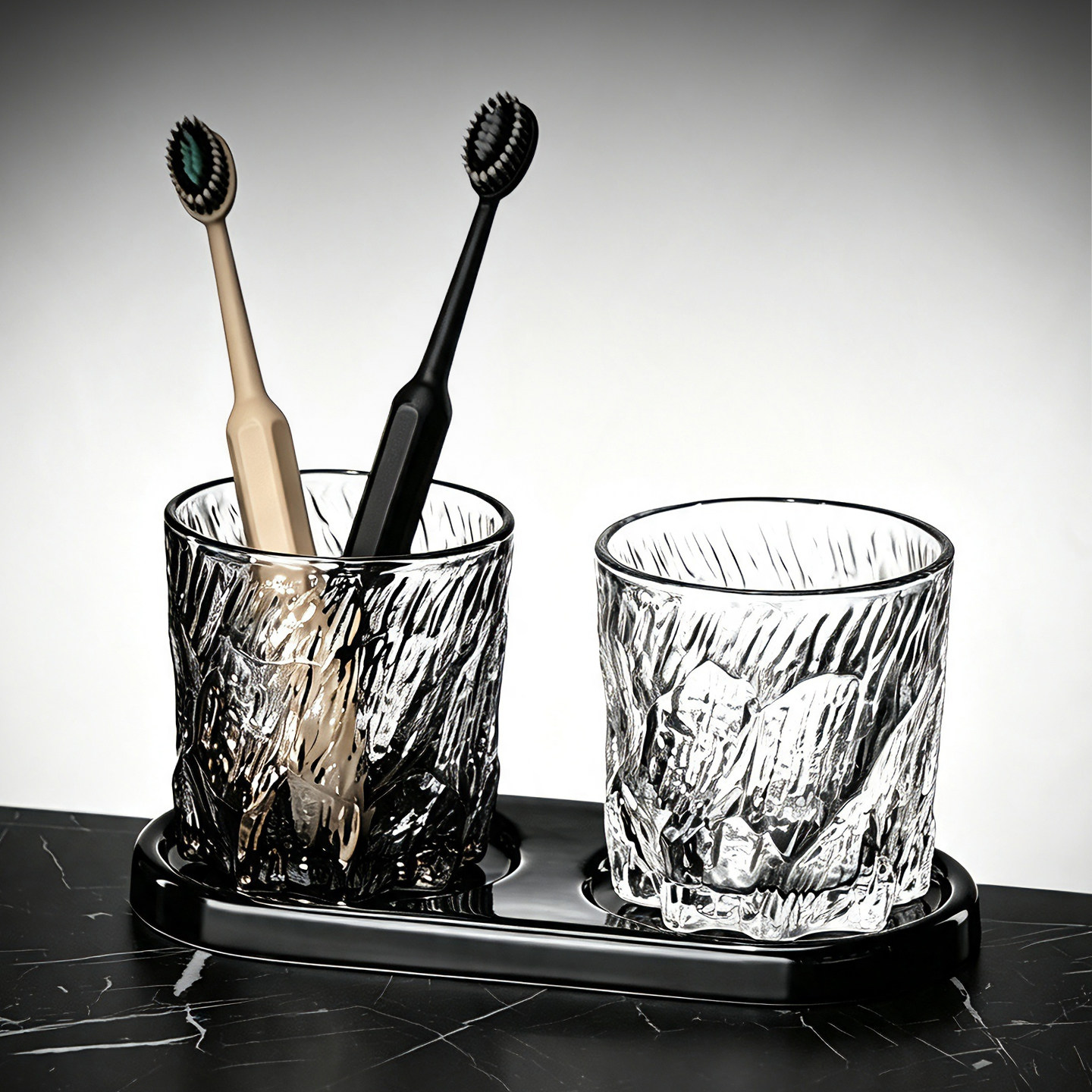 冰川玻璃漱口杯轻奢情侣刷牙杯