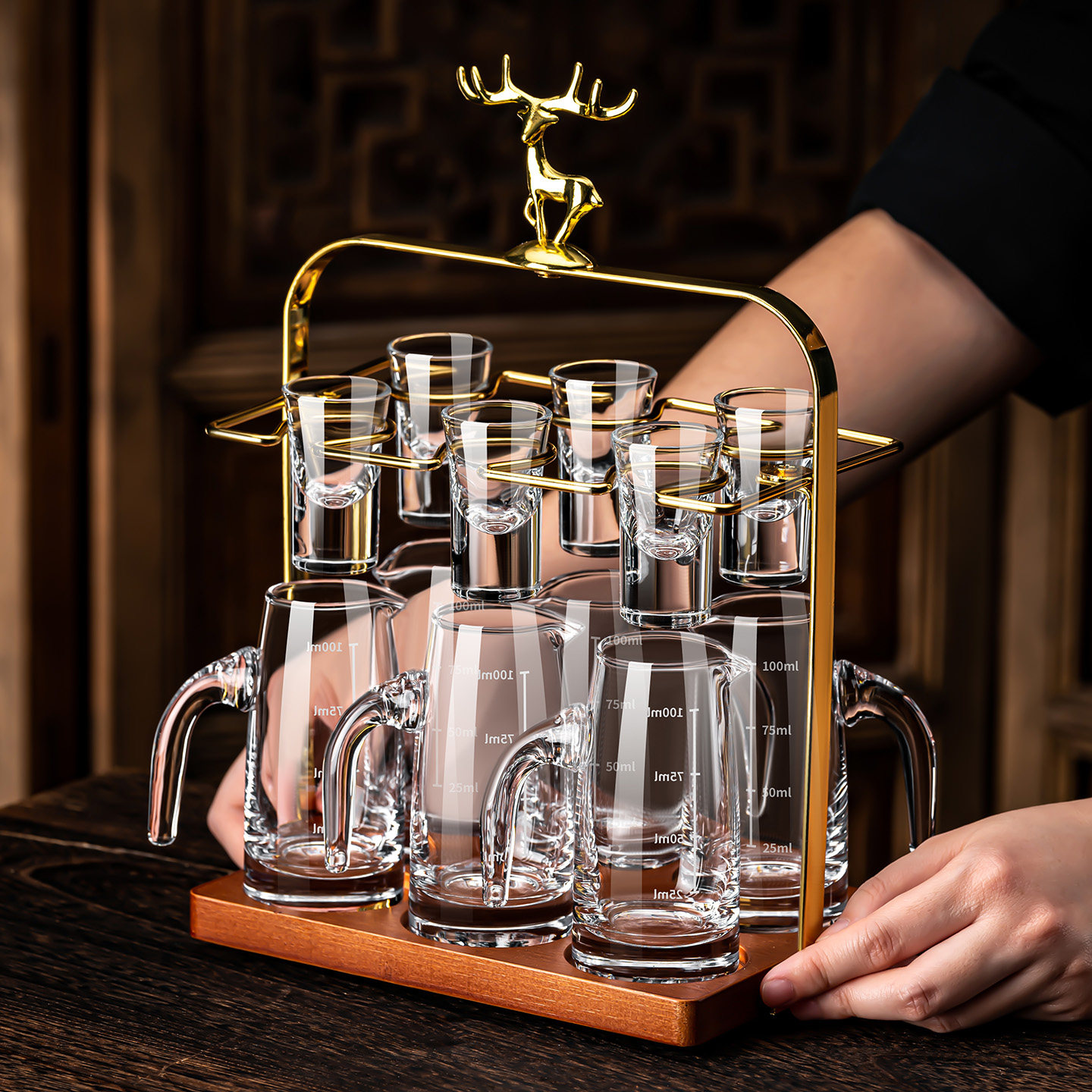 高端精致白酒杯分酒器家用套装轻奢高档酒具一口杯小酒杯水晶玻璃,餐饮具,白酒杯,淘宝优惠券,粉丝福利购,淘宝优惠卷