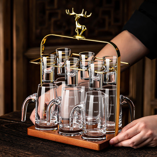 高端精致白酒杯分酒器家用套装轻奢高档酒具一口杯小酒杯水晶玻璃