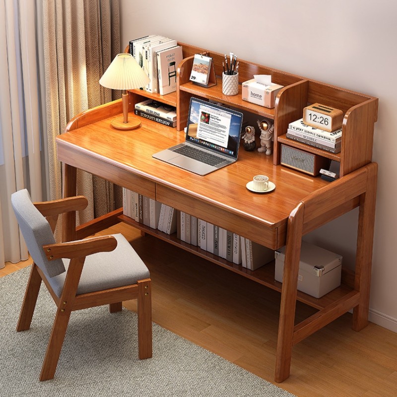 简易书桌家用实木腿学生学习桌子电脑台式桌办公桌卧室带书架一体,农用物资,苗木固定器/支撑器,淘宝优惠券,粉丝福利购,淘宝优惠卷