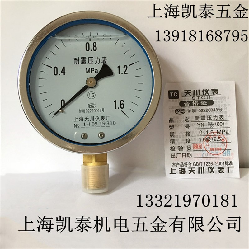 YN-100耐震压力表 0-1/1.6/2.5/4/6/10/16/25/40/60MPA抗震油压表