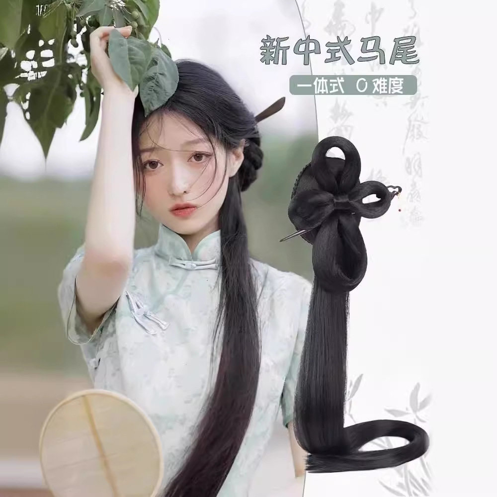 新中式马尾造型假发假发古风