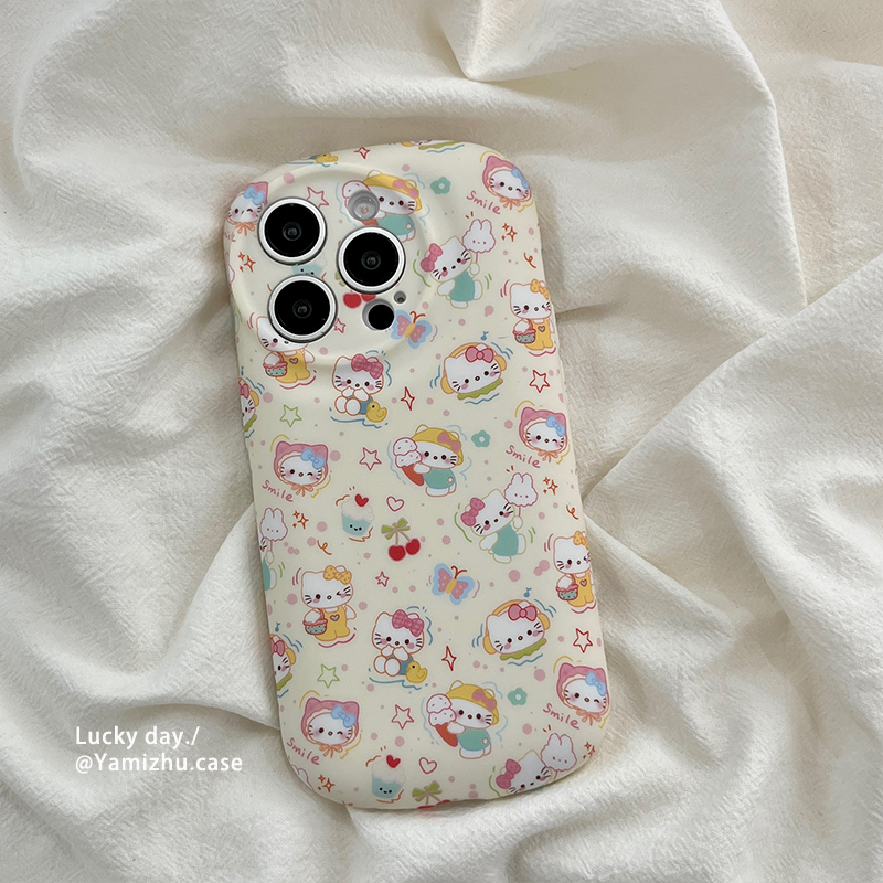可爱HelloKitty涂鸦卡通适用苹果16手机壳超萌网红iPhone14pro小众16PRO新款女款13硅胶15ProMax防摔全包软壳