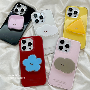 女款 ins风简约支架适用iphone苹果16手机壳情侣轻奢14pro小众16PRO新款 13硅胶15ProMax防摔套全包双层高级感