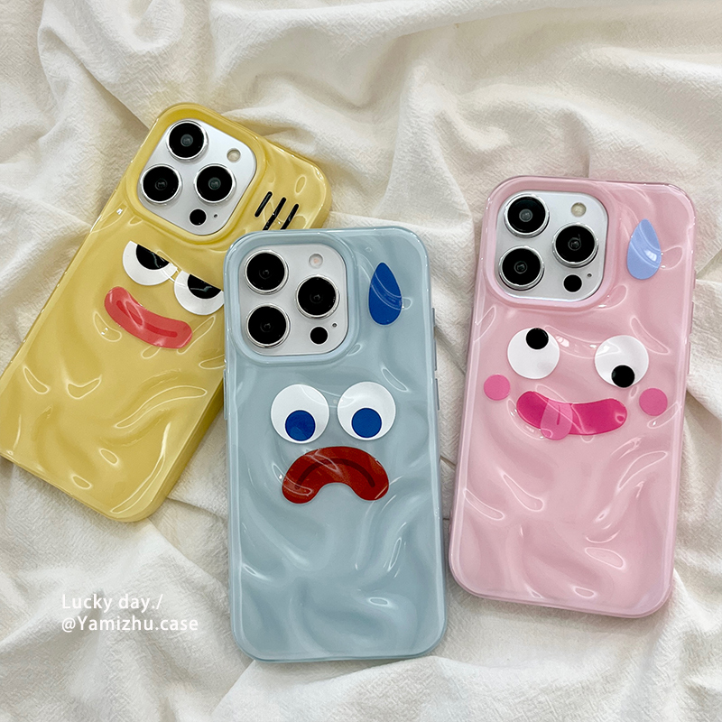 搞怪卡通表情适用苹果16手机壳可爱情侣iPhone14pro小众16PRO新款女款13硅胶15ProMax防摔全包简约趣味软壳套