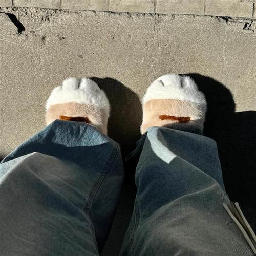 猫咪棉拖鞋女秋冬季情侣家居一对外穿毛绒保暖包头鞋可爱厚底棉拖