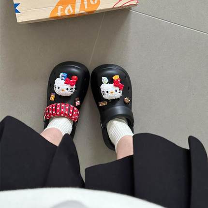 hellokitty洞洞鞋女款2025新款外穿软底防滑踩屎感防臭eva包头鞋
