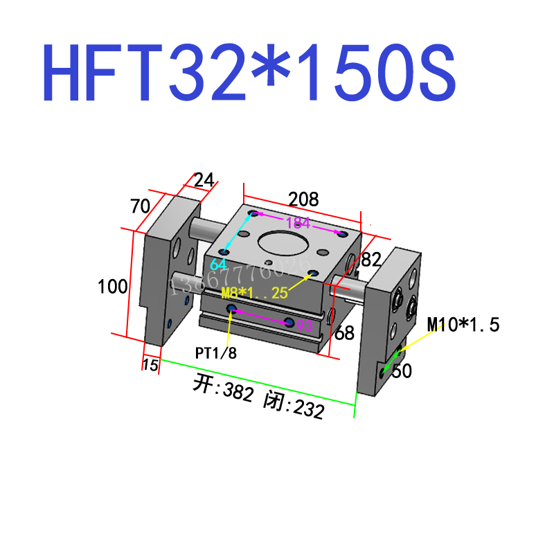 原装亚德客平行型大口径手指气缸 HFT10/HFT16/HFT20/25/32*20*30