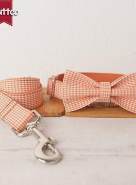 MUTTCO厂家现货格子套装宠物项圈牵引带套装大中小犬脖套UDC-105