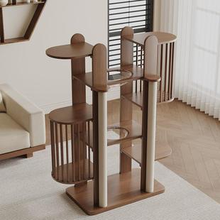 实木猫爬架猫窝猫树一体大型木色缅因多猫豪华家用胡桃猫多猫跳台