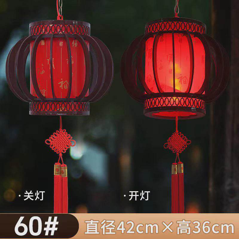 木雕旋转茶楼客厅仿古阳台灯笼装饰新年古典带电中式吊灯木制宫灯
