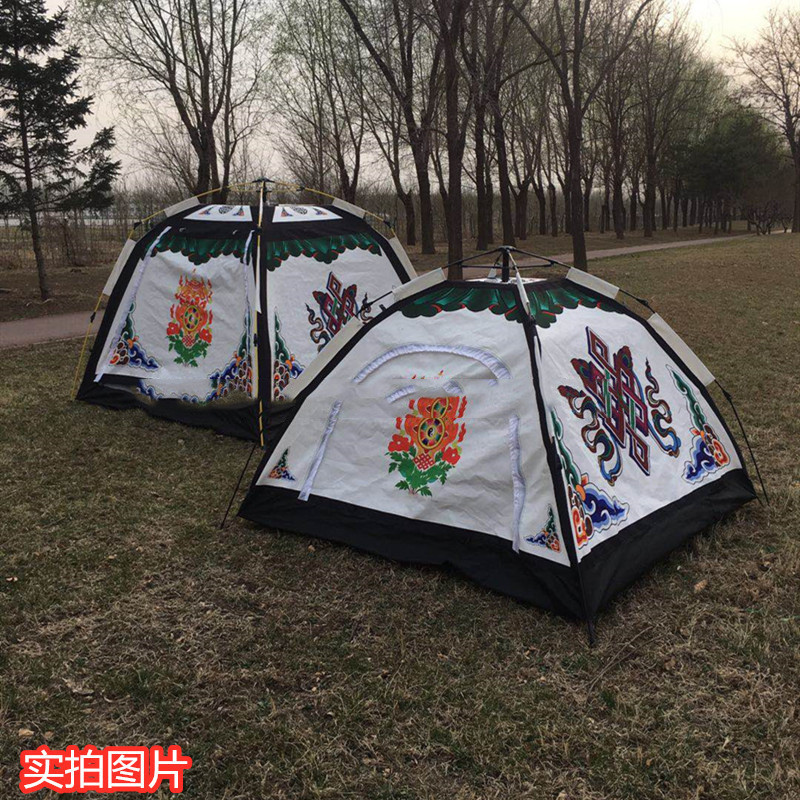 户外野营双人自动民族藏族帐篷3-4人自动速开帐篷自动速开