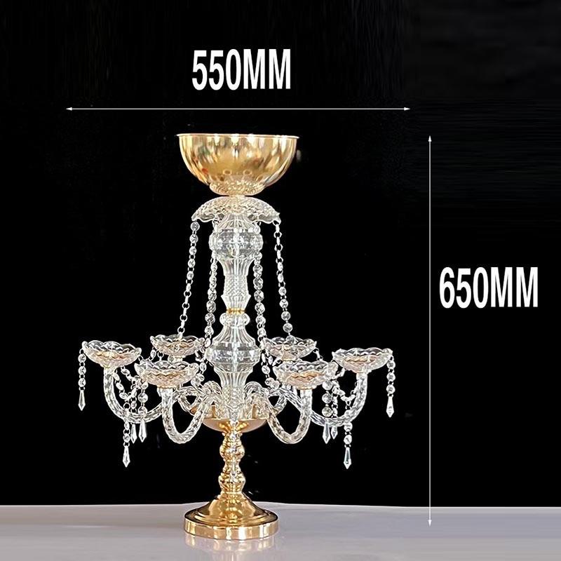 欧式铁艺电镀金色水晶蜡烛烛台婚庆道具婚礼酒店主桌装饰摆件
