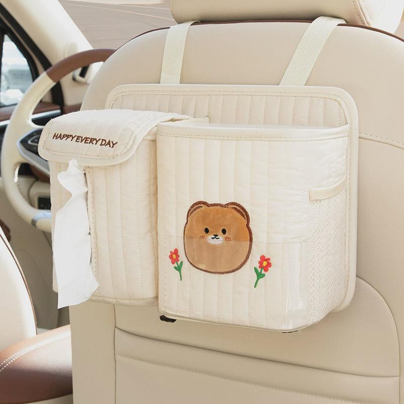 用多功能车载垃圾桶纸巾盒后排挂式收纳袋可爱汽车内创意垃圾袋女