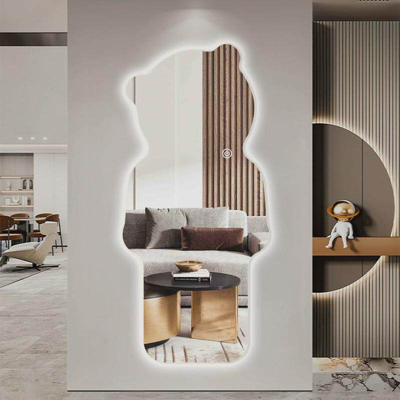 供应现代简约全身镜穿衣镜家用卫生间网红发光浴室镜卧室壁挂led