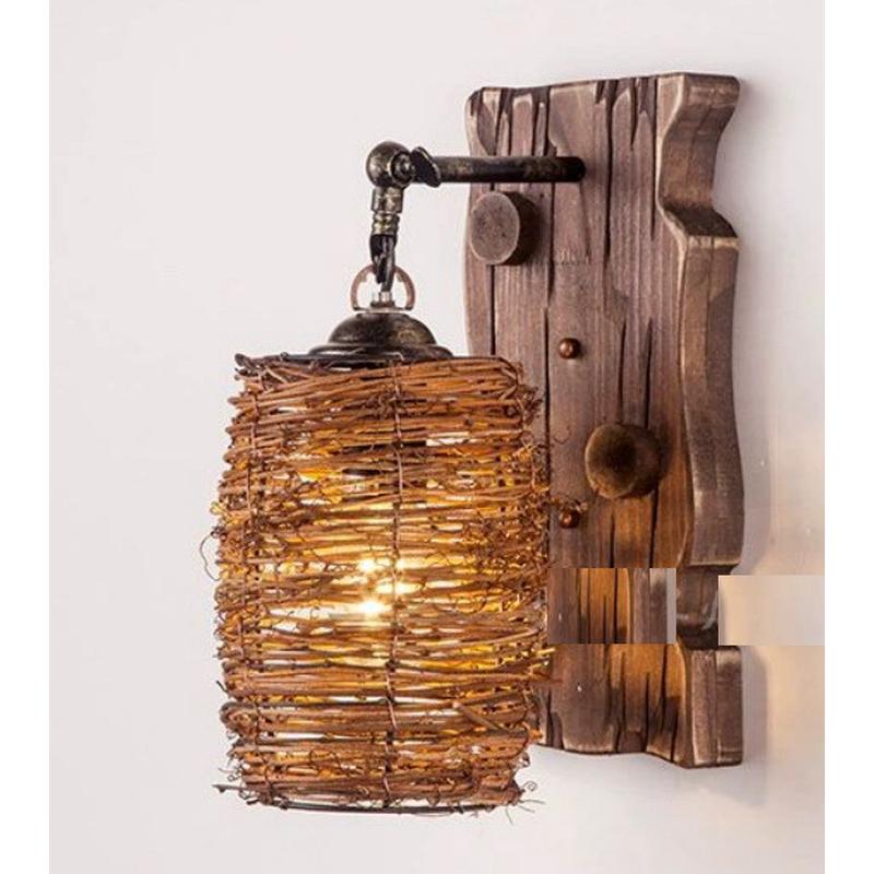 电商民宿实木壁灯餐馆茶楼复古餐厅吧台美式仿古壁灯具