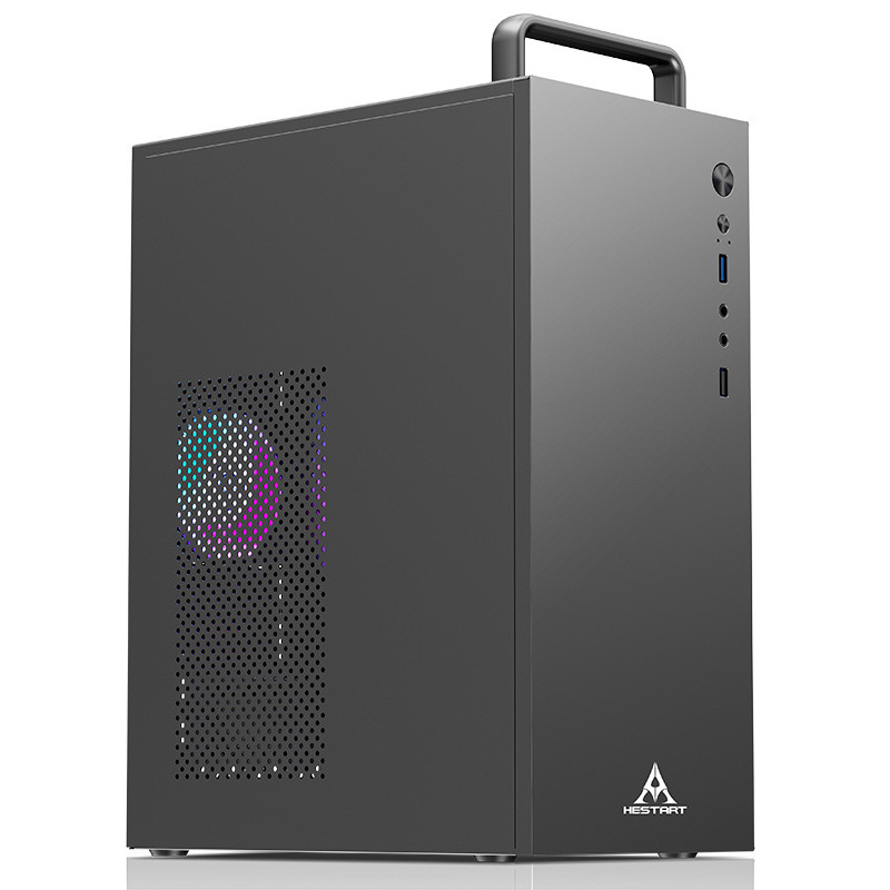 跨境游戏家用桌面办公台式主机电脑手提式迷你小机箱matx板usb3.0