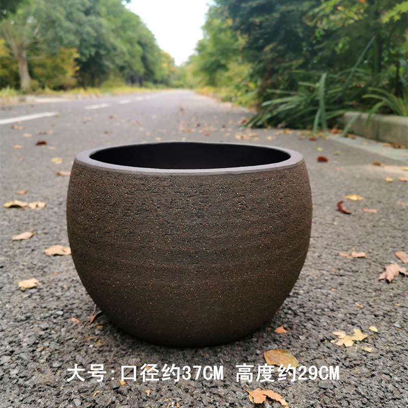 田园庭院特大号素面粗砂陶土盆落地粗陶花盆陶罐组合陶瓷