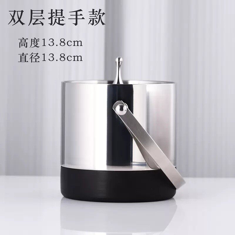 不锈钢双层保温手提冰桶带盖多用酒吧饮红酒商用具保温桶
