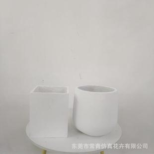 白色方形水泥花盆镁绿植盆栽花盆水泥盆仿花岗岩水磨石泥落地