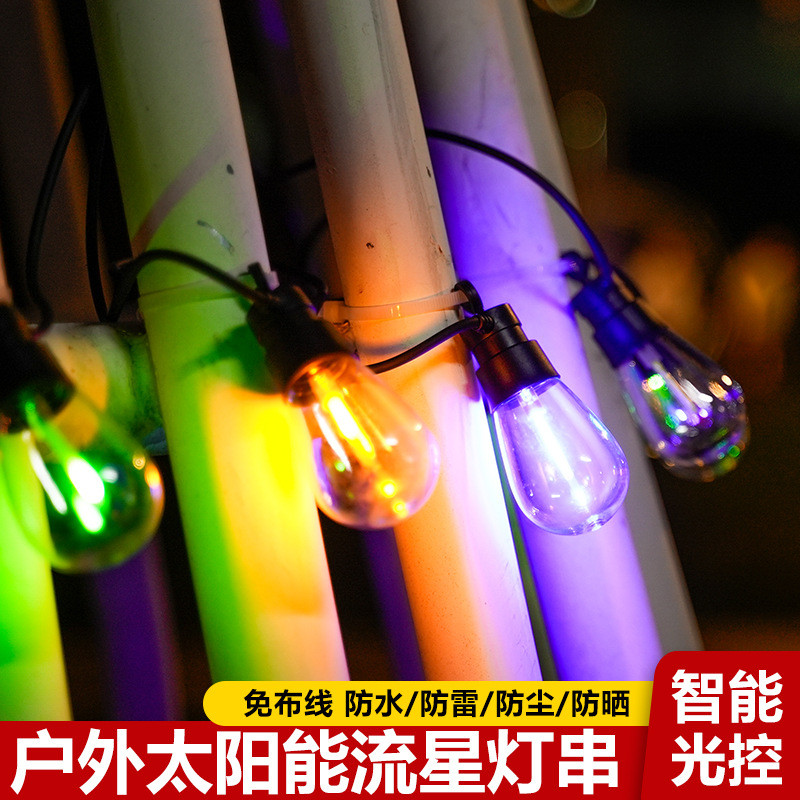 户外太阳能高亮露营氛围灯串防水彩灯天幕帐篷布置阳台庭院装饰灯