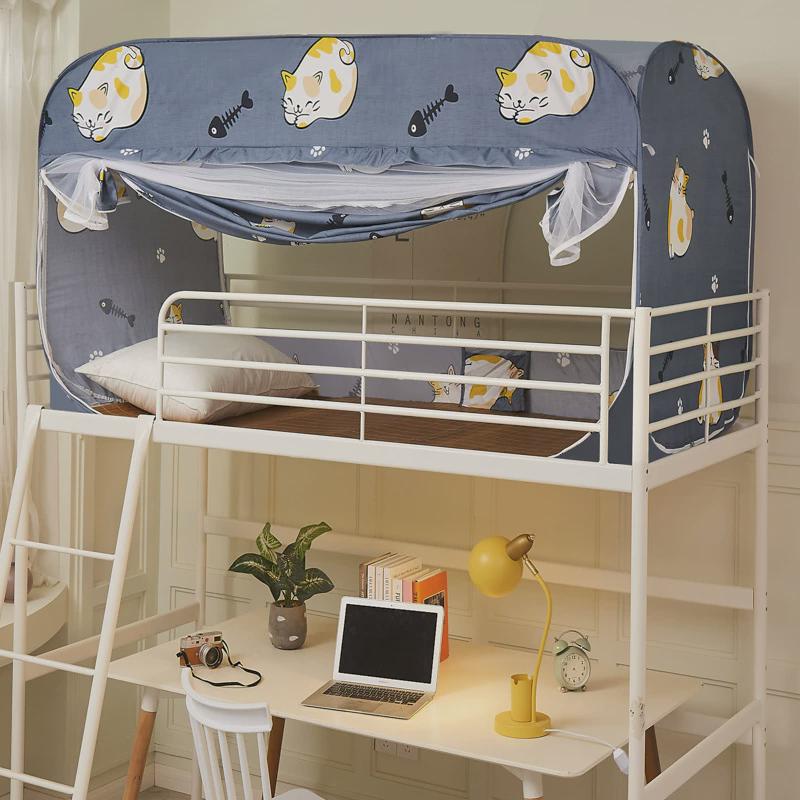 免安装蚊帐学生宿舍床帘一体式遮光上下铺通用全底蒙古包寝室床幔