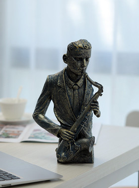 桌面萨克斯小提琴乐队人物雕塑摆件家居电视柜玄关个性欧式装饰品