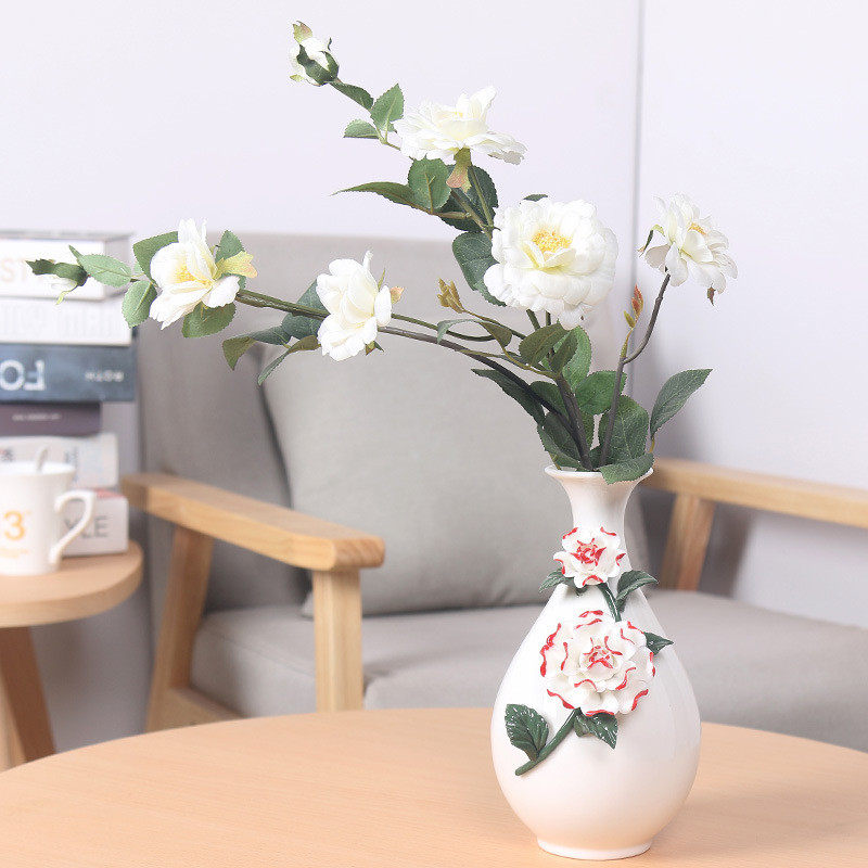欧式简约手花瓶摆件花捏陶瓷花瓶客厅小清新插花创意花器简约现代