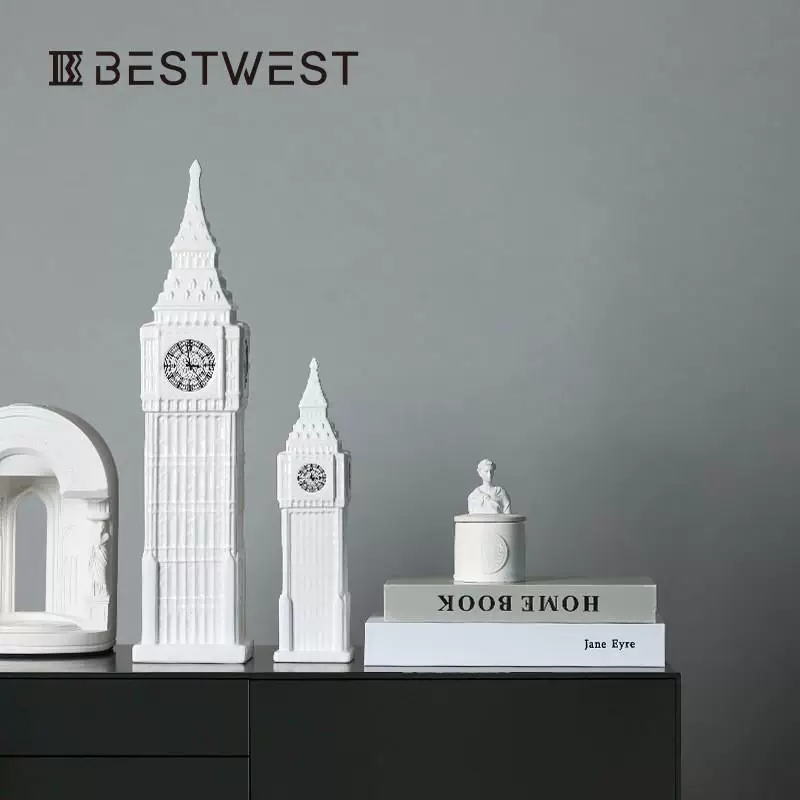 Boxi Домашняя мебель Лондонская белая колокольня Блок Церебаге Медленная мебель Черта мебель Построение часы башня Ремесла