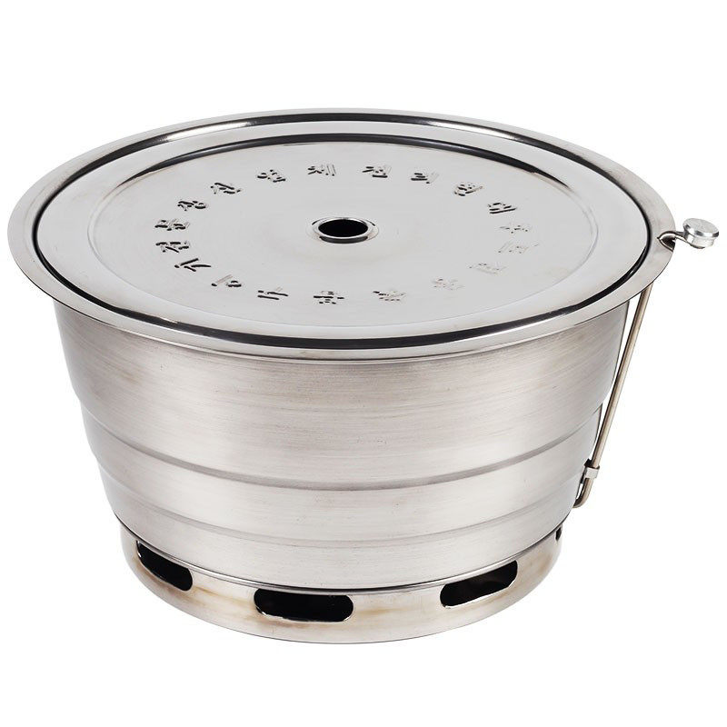 韩式碳烤炉木炭烧烤炉圆形镶嵌火碳式炉上排烟烧烤炉商用木炭烤炉