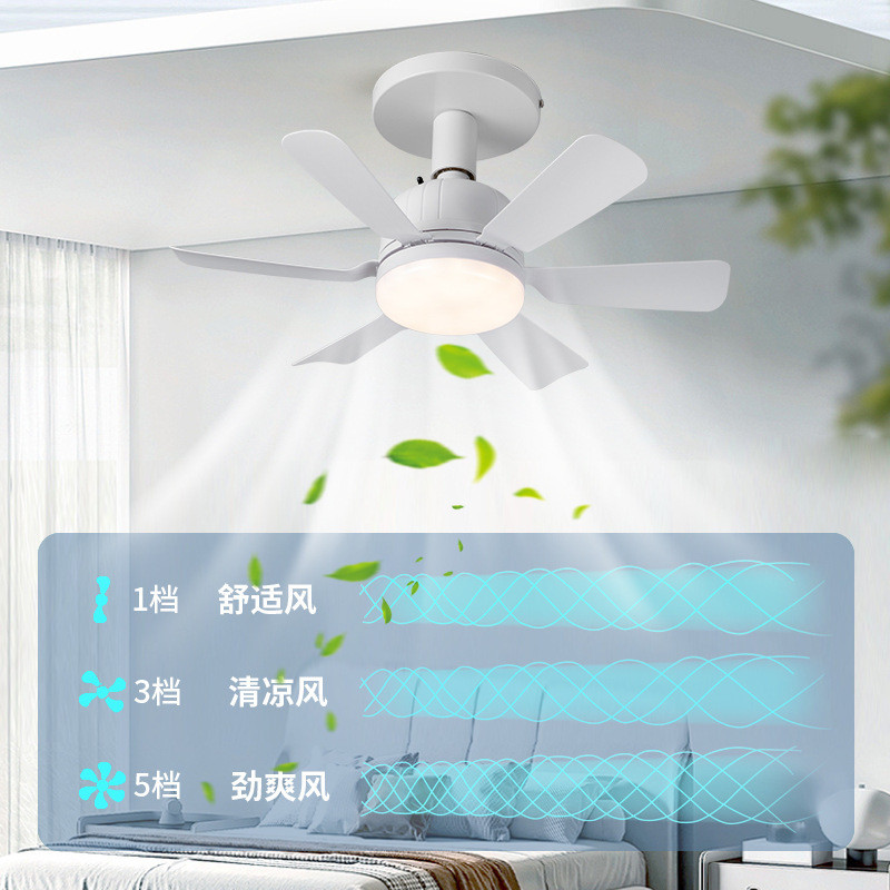 新款e27螺口遥控六叶吊扇可拆页卧室客厅无极调光花形静音风扇灯